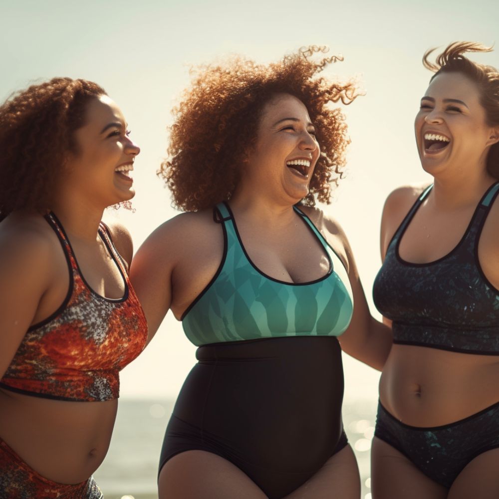 3 femmes joyeuses en eté sur la plage