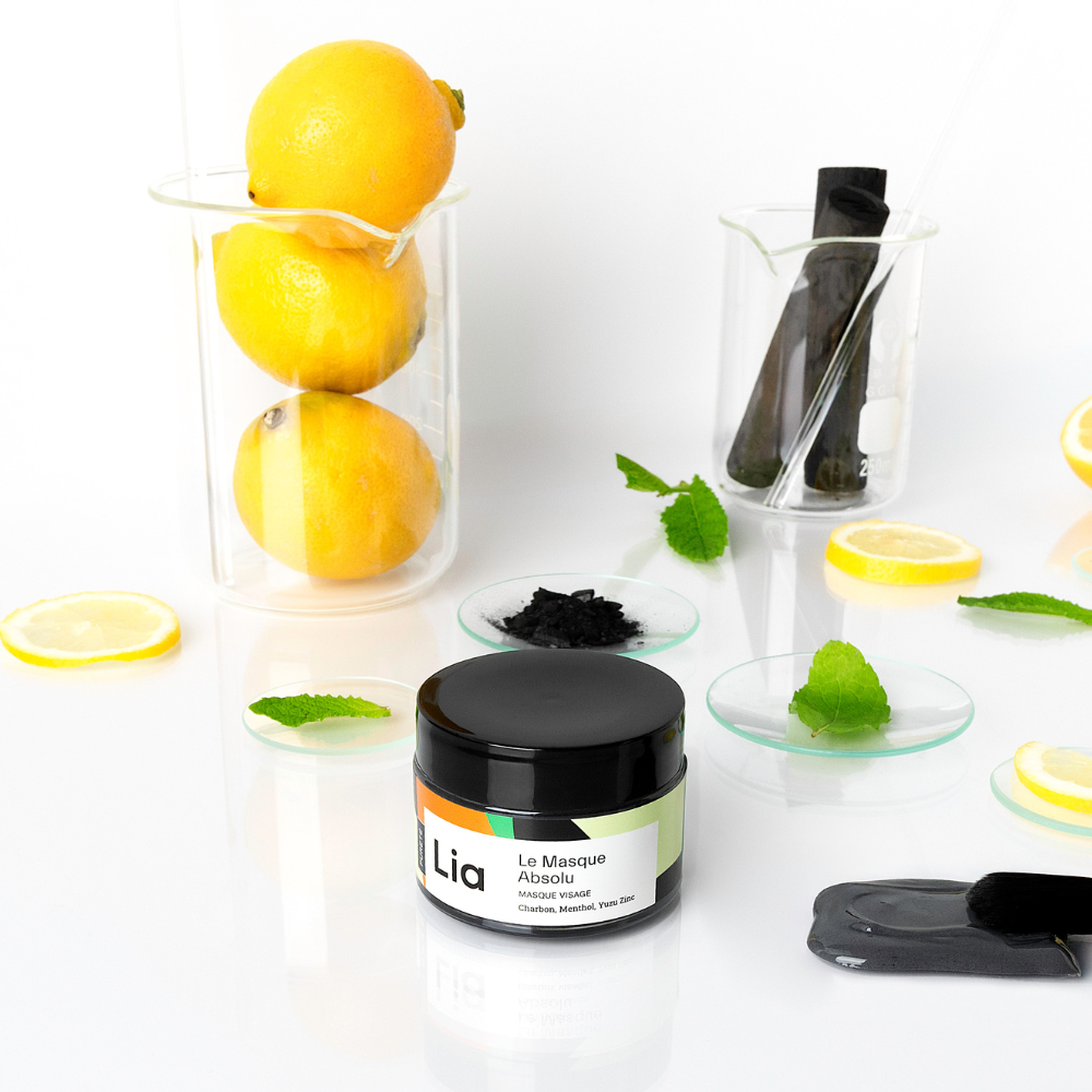 photo masque purifiant Lia cosmetiques avec yuzu, charbon, argile