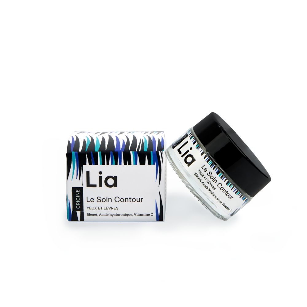 Photo du pot et packaging soin crème contour yeux et lèvres