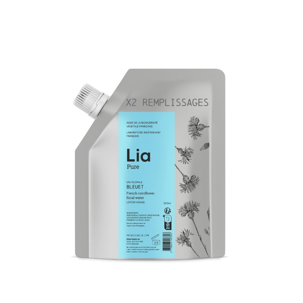 mock up recharge eau florale bleuet bio français