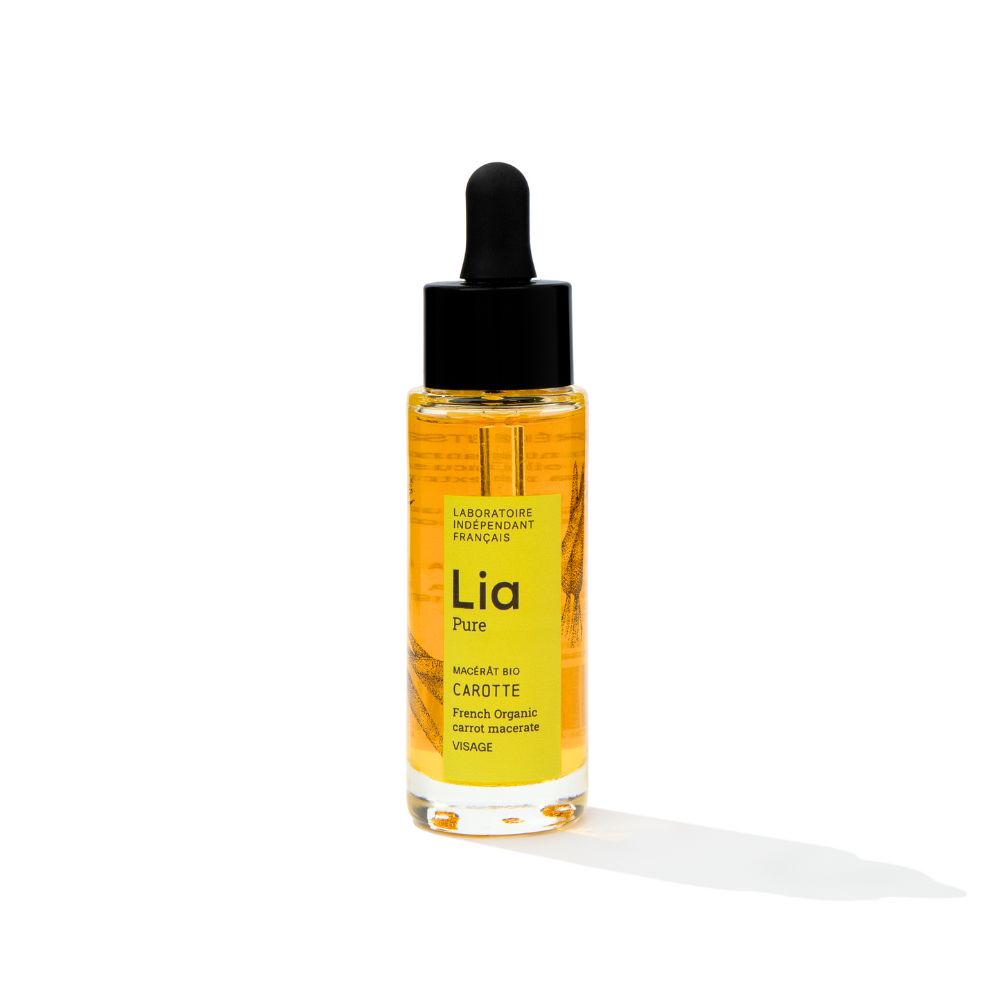 Photo flacon verre huile de carotte bio Lia Cosmetiques