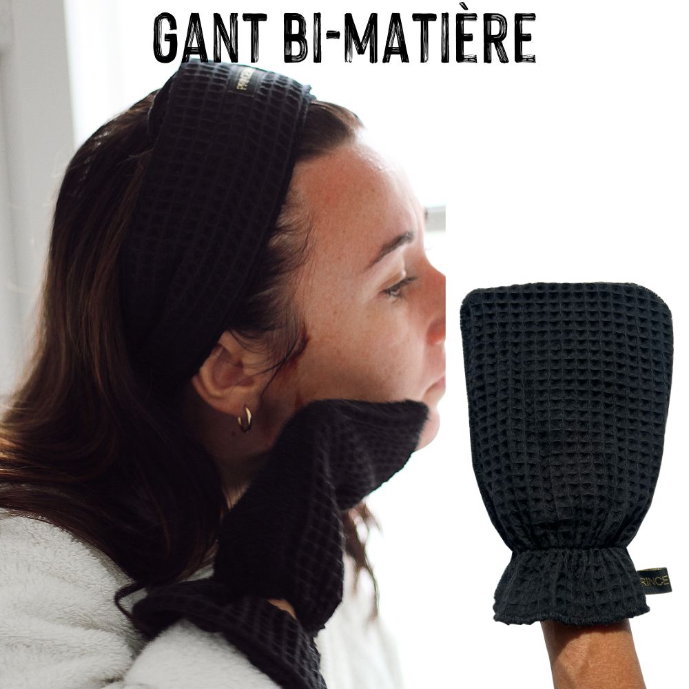 gant de toilette bi-matière fabrication française pour enlever le masque au miel