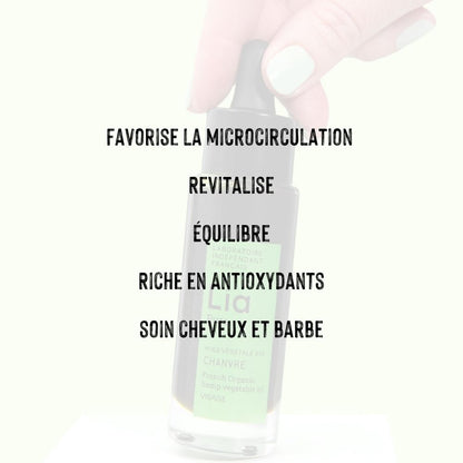 le chanvre a des bienfaits de microcirculation, elle est riche en antioxydants et idéale pour la barbe, les cheveux et la peau