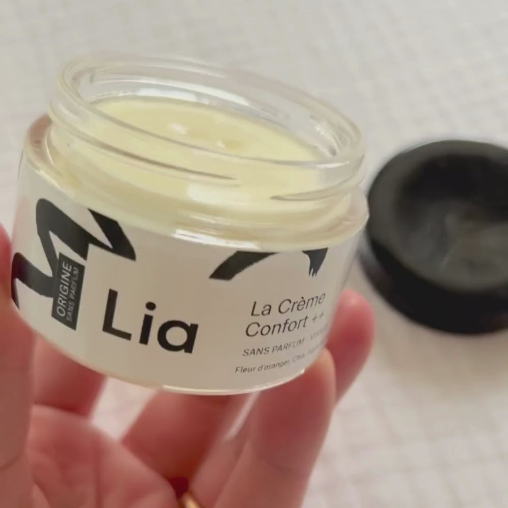 vidéo de la texture de la crème confort peau sèche et sensible Lia